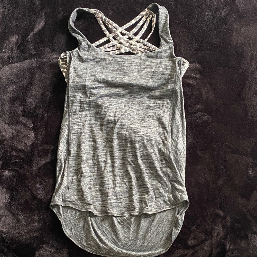 Lululemon Athletica Heather Gray Strappy Tank With Built In Bra